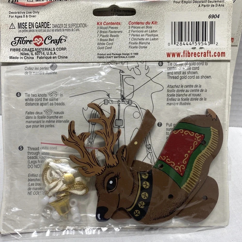 Vintage 1999 Fibre Craft Christmas Movable Ornament Kits Lot of 4 NEW Santa